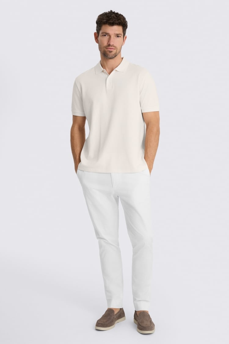 Off White Pique Polo Shirt