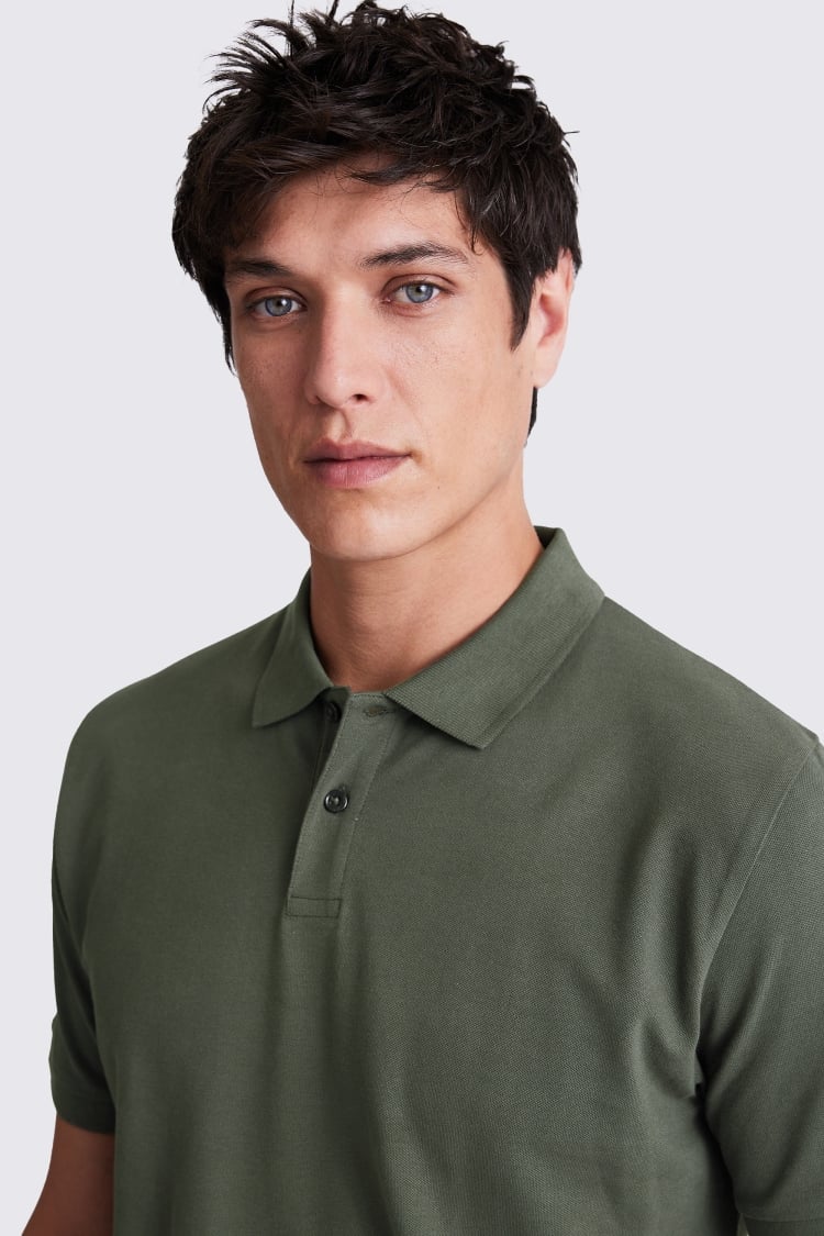 Khaki Pique Polo Shirt