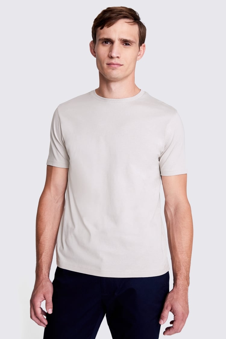 Beige Melange Crew Neck T-Shirt