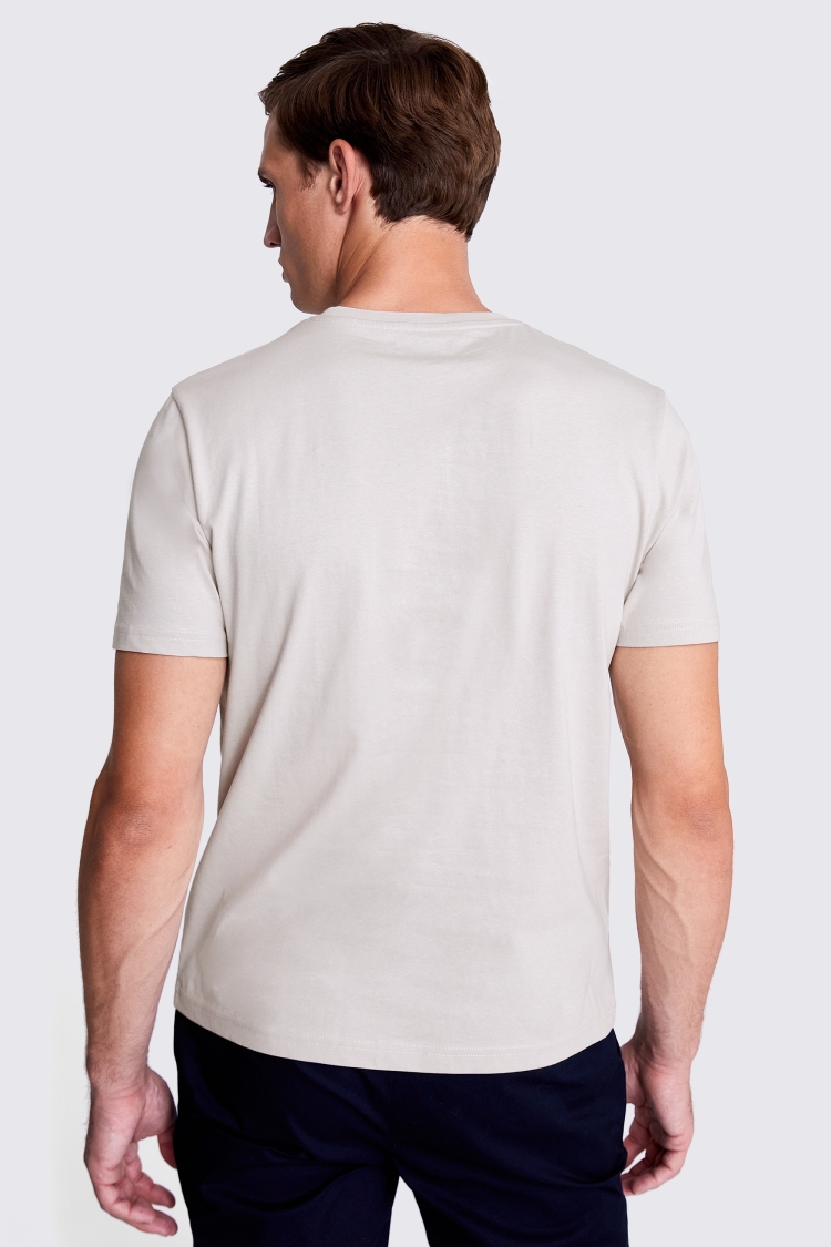 Beige Melange Crew Neck T-Shirt