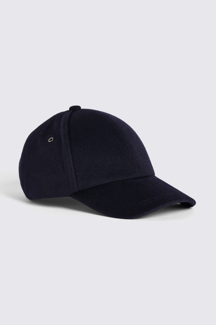 Navy Brushed Wool Baseball Cap