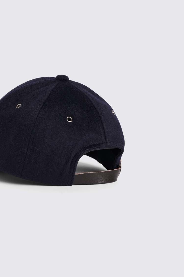 Navy Brushed Wool Baseball Cap