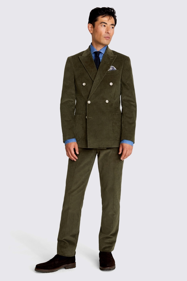 Tailored Fit Olive Corduroy Suit