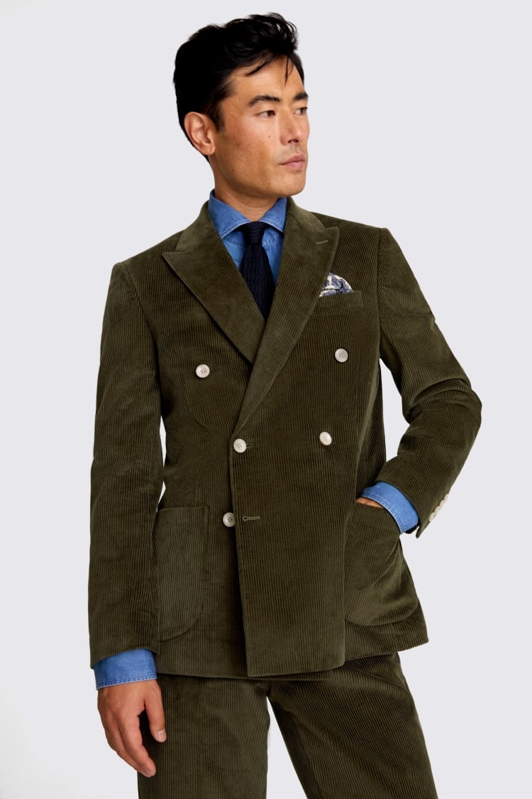 Tailored Fit Olive Corduroy Suit