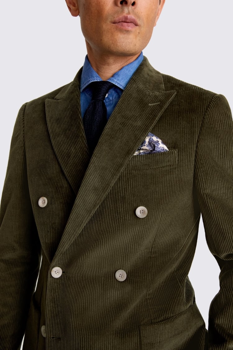Tailored Fit Olive Corduroy Suit