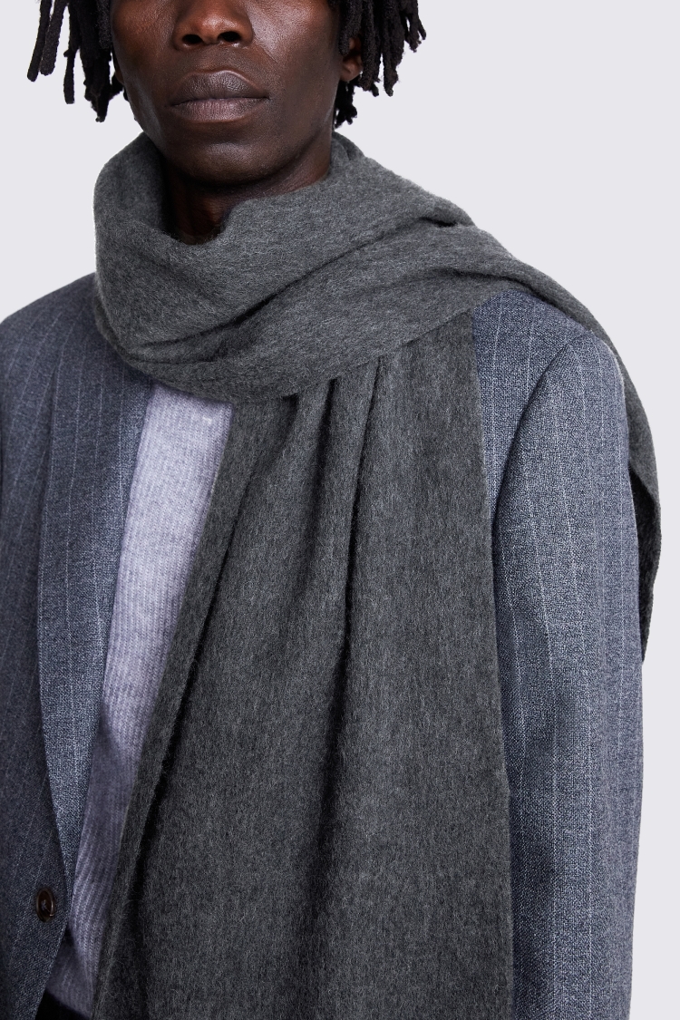 Charcoal Melange Cashmere Blend Scarf