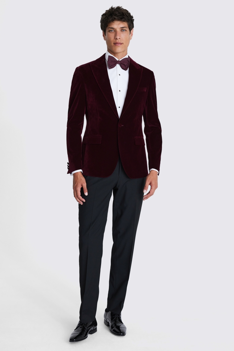 Slim Fit Burgundy Velvet Jacket