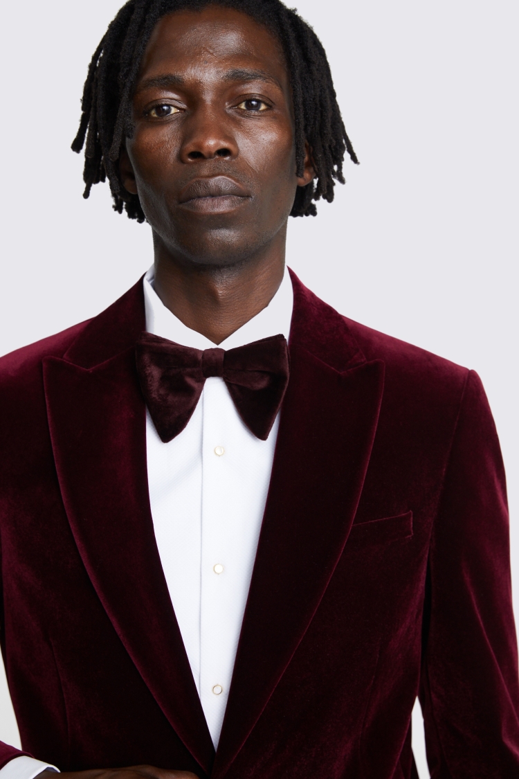 Slim Fit Burgundy Velvet Jacket 