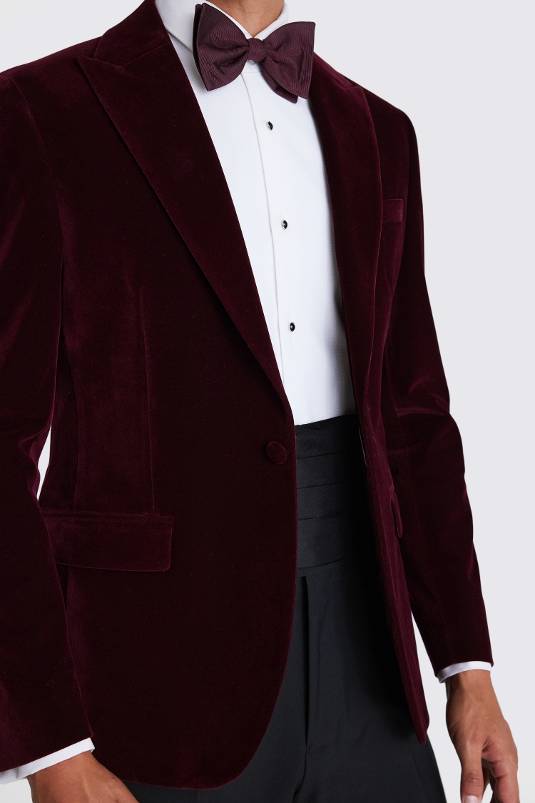 Slim Fit Burgundy Velvet Jacket 