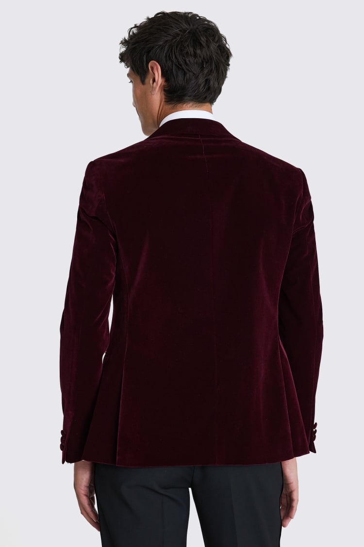 Slim Fit Burgundy Velvet Jacket 