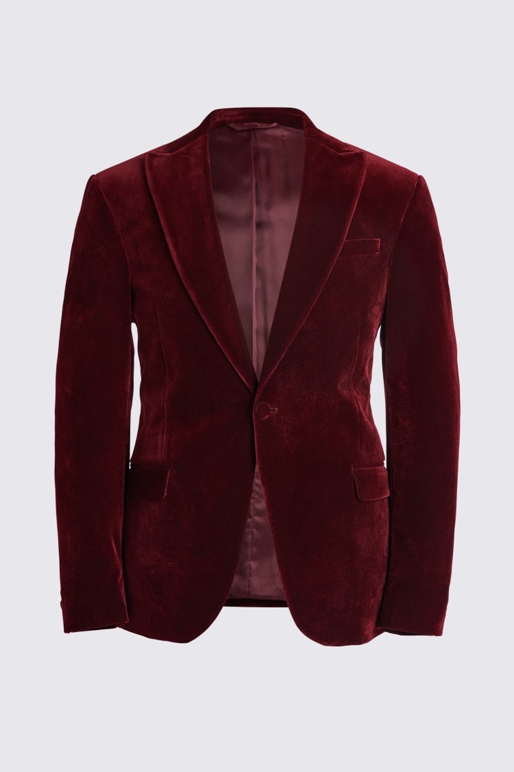 Slim Fit Burgundy Velvet Jacket Buy Online at Moss