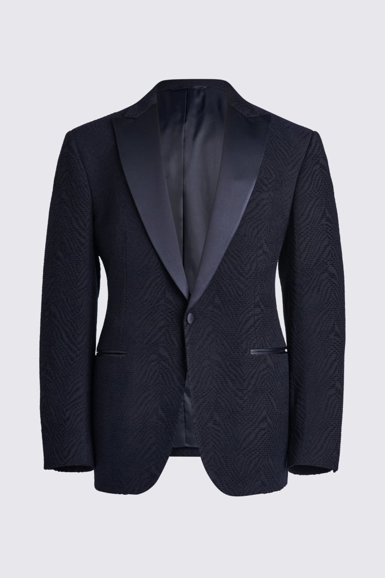 Italian Tailored Fit Navy Texture Jacket