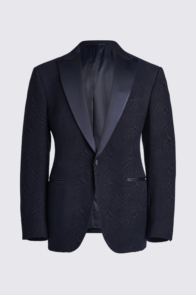 Italian Tailored Fit Navy Texture Jacket | Buy Online at Moss