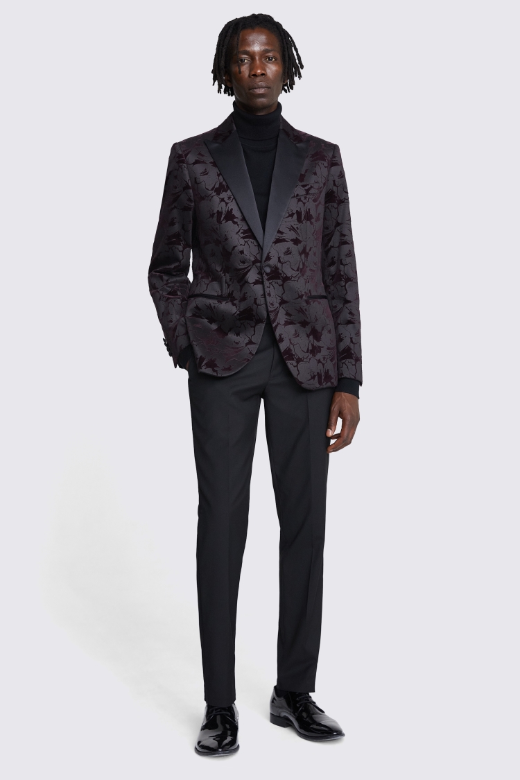 Burgundy floral outlet suit jacket