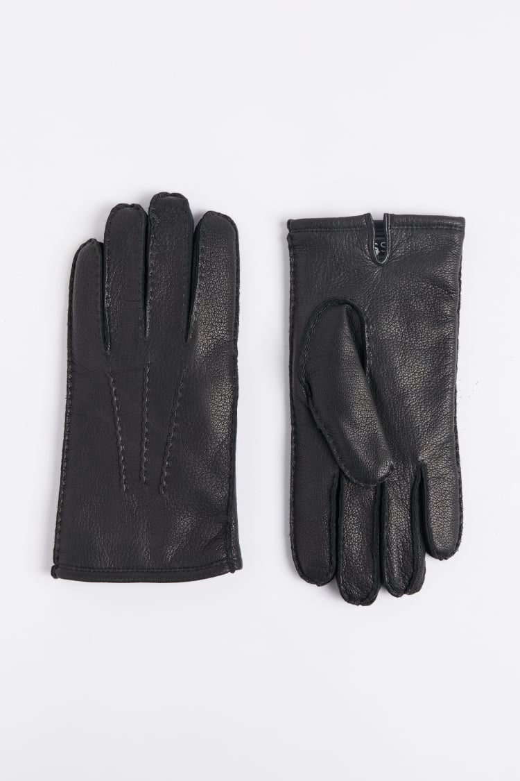 Black Shearling Leather Gloves