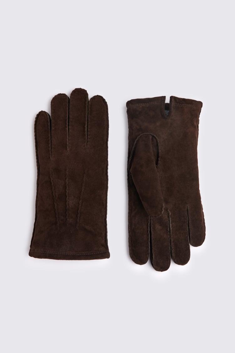 Chocolate Shearling Leather Gloves