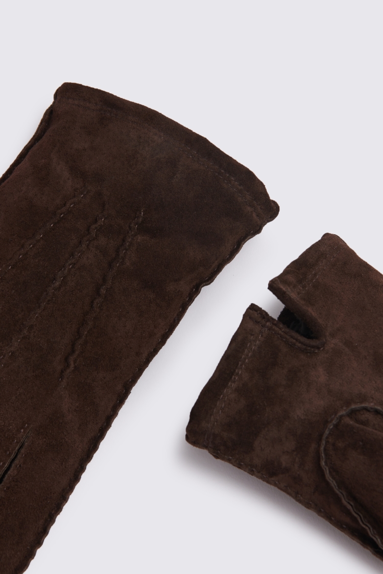 Chocolate Shearling Leather Gloves