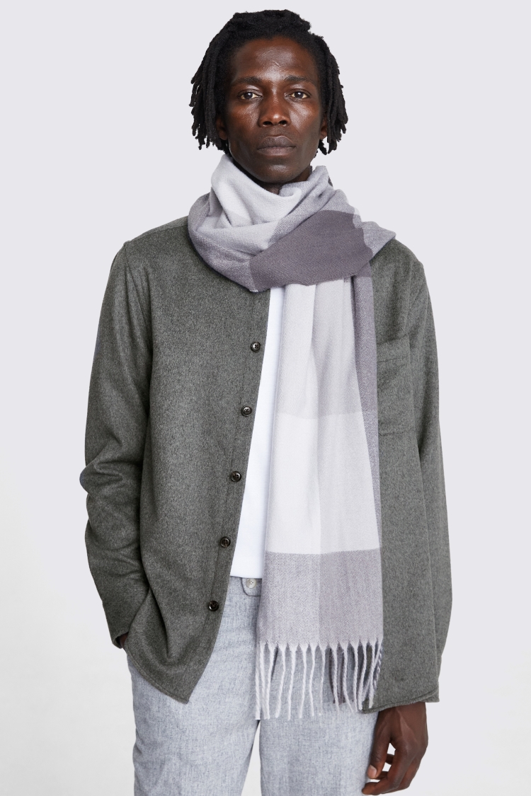 Grey & Taupe Battenberg Recycled Cashmiele Scarf