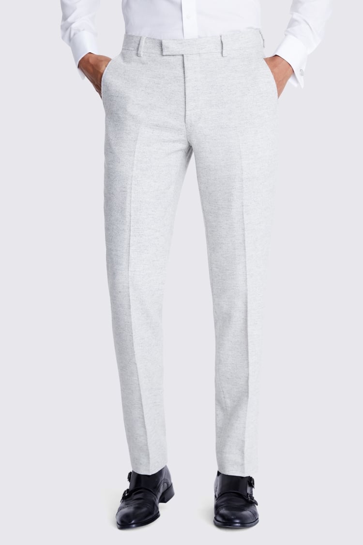 Tailored Fit Light Grey Donegal Trousers 