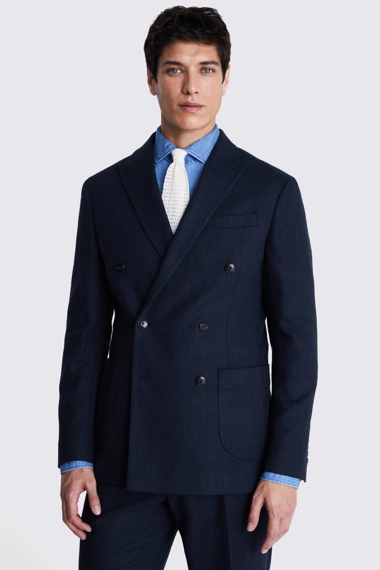 Double Breasted Corduroy Blazer COOL BLUE