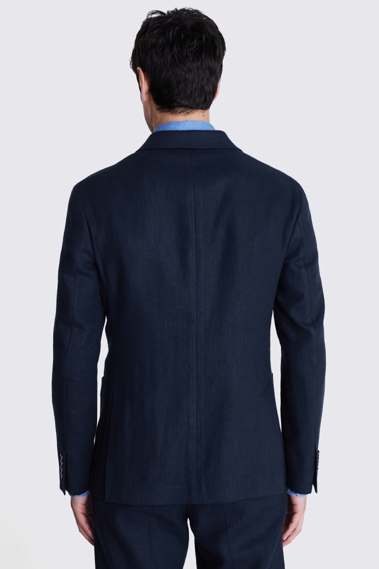 Tailored Fit Navy Herringbone Suit