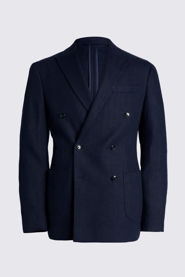 Tailored Fit Navy Herringbone Jacket | Buy Online at Moss