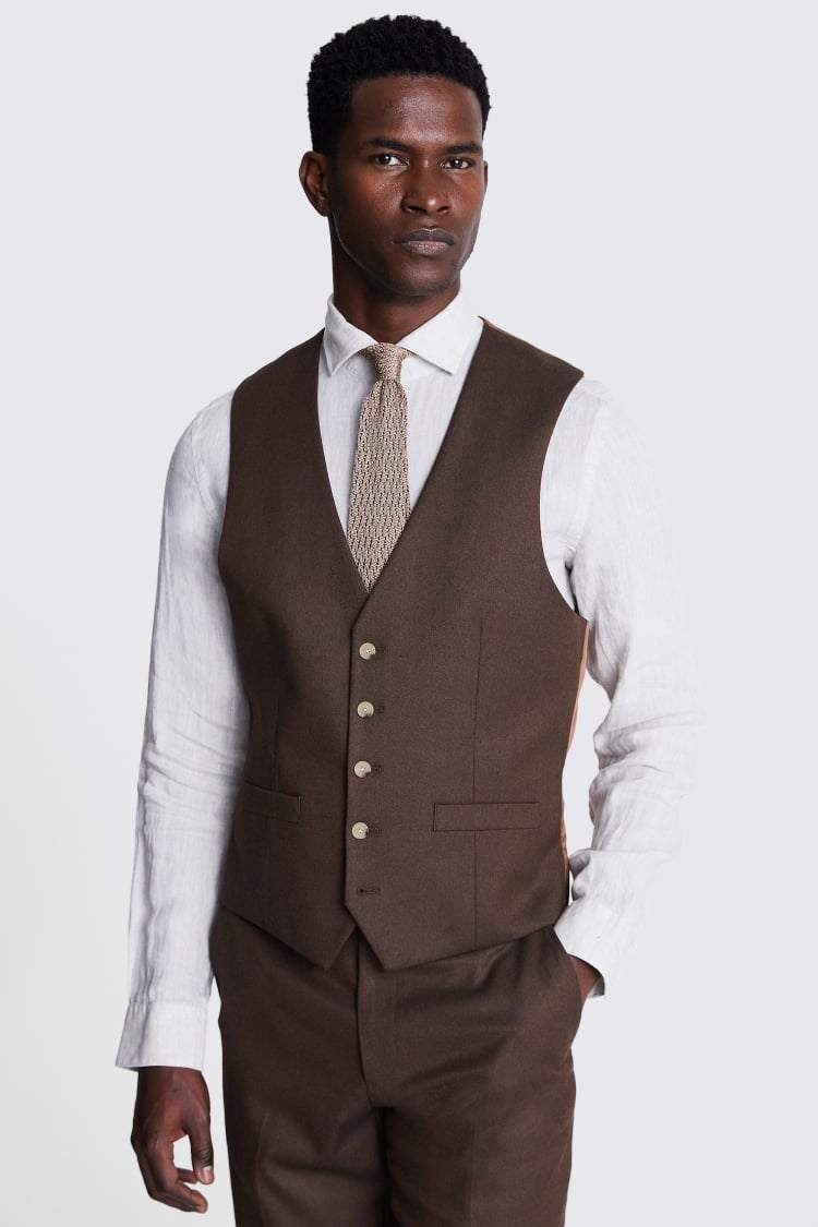 Tailored Fit Copper Flannel Waistcoat 