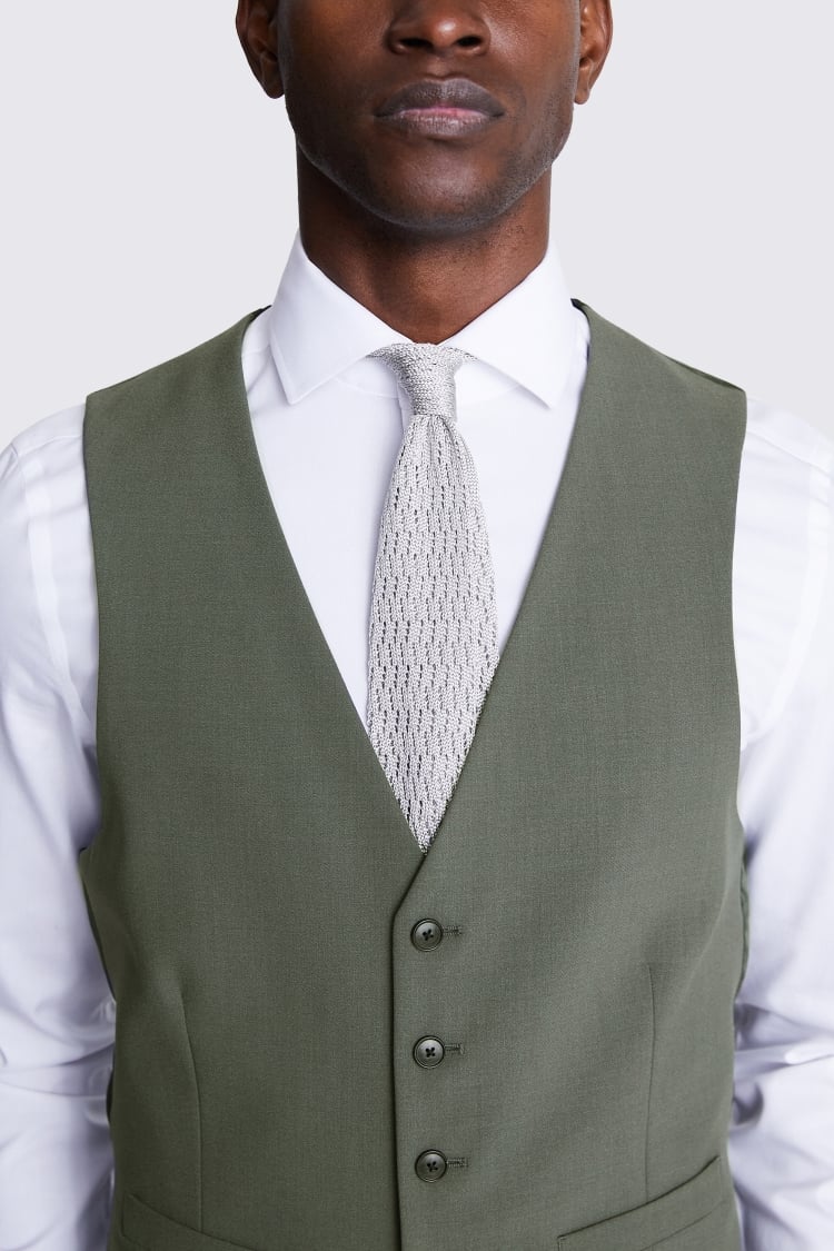 DKNY Slim Fit Sage Green Waistcoat 