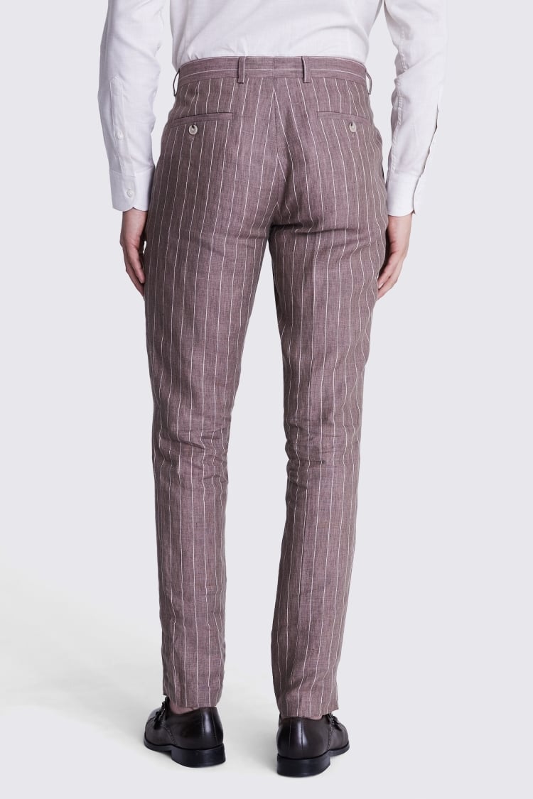 Slim Fit Dusty Pink Stripe Linen Pants