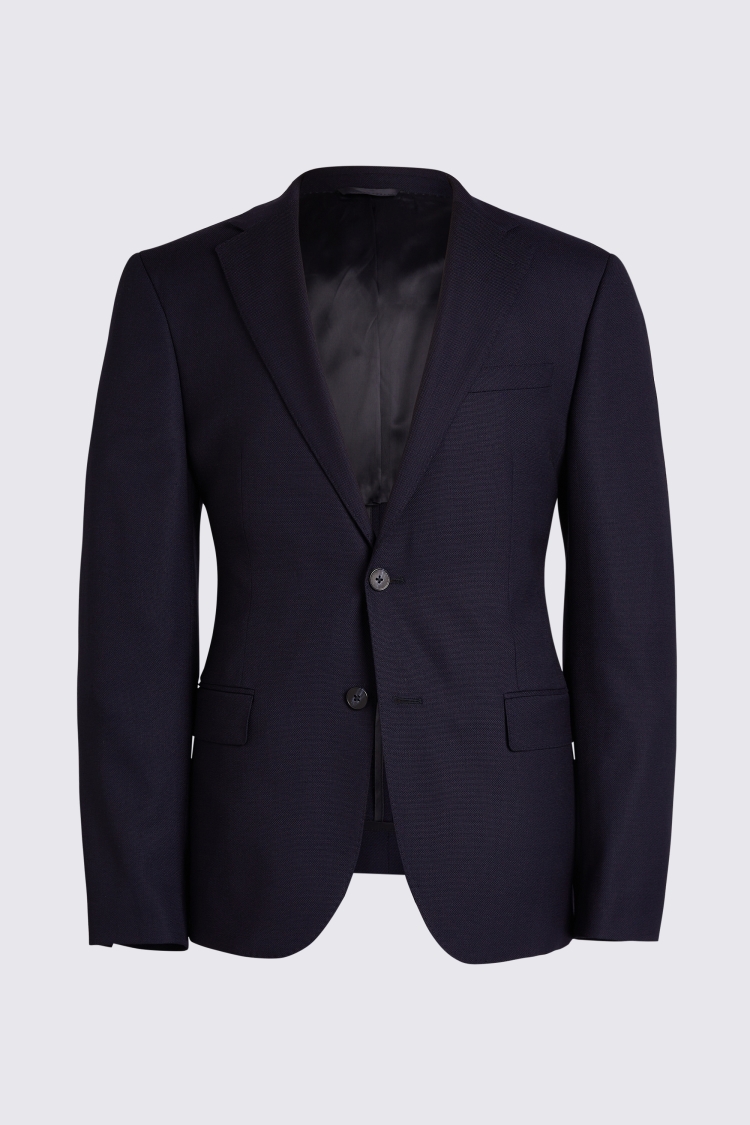 Italian Slim Fit Navy Hopsack Suit