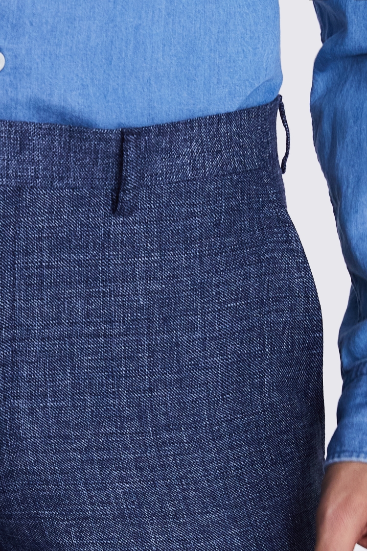 Italian Slim Fit Blue Texture Pants