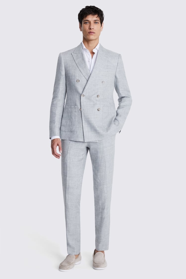 Slim Fit Light Grey Linen Suit