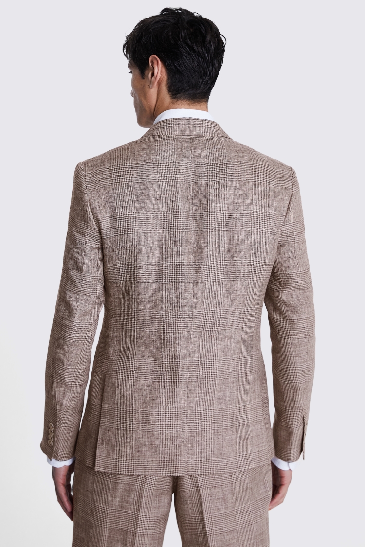 Slim Fit Brown Check Linen Suit