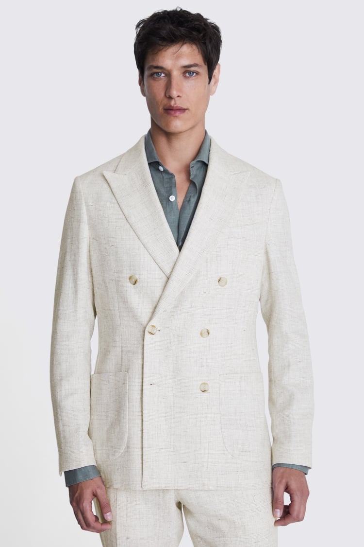 Italian Tailored Fit Off White Check Jacket 