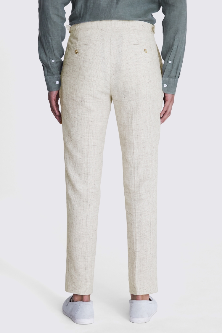 Italian Tailored Fit Off White Check Pants