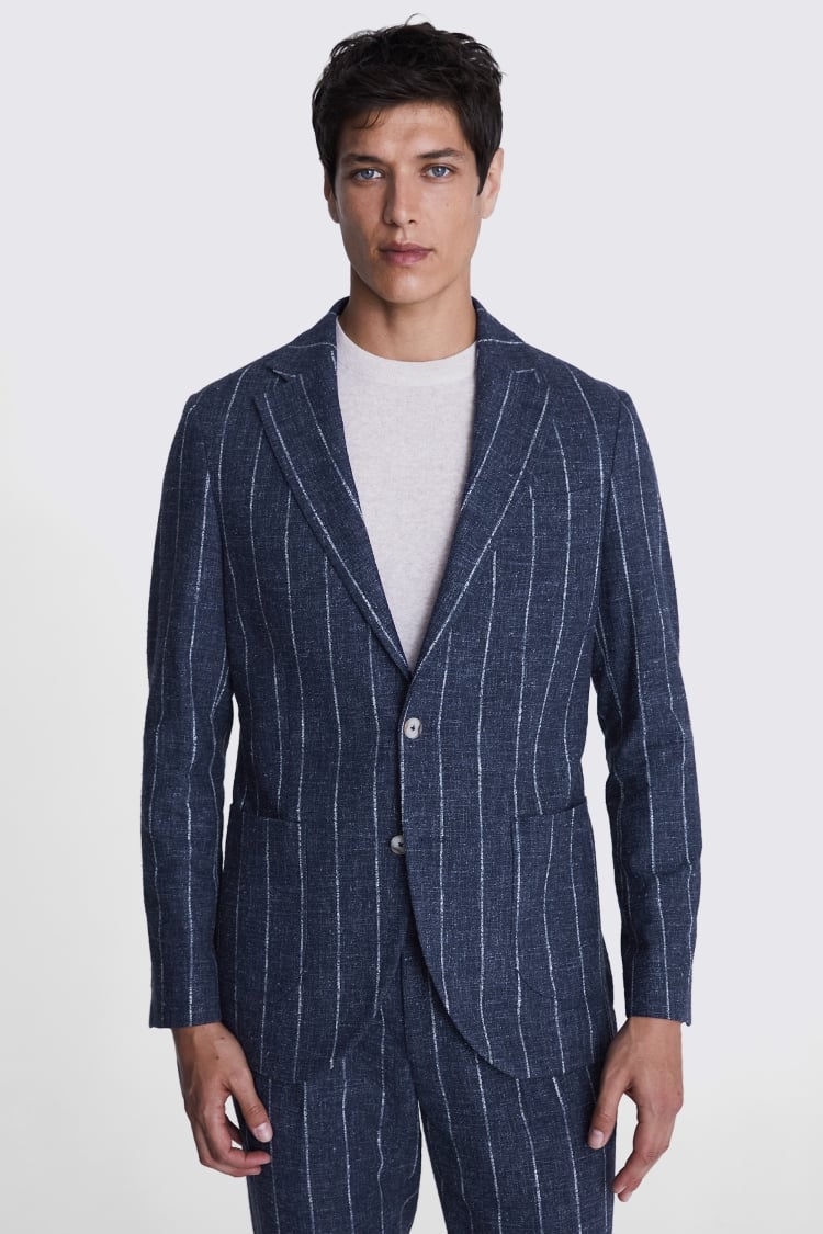 Italian Tailored Fit Blue Stripe Jacket