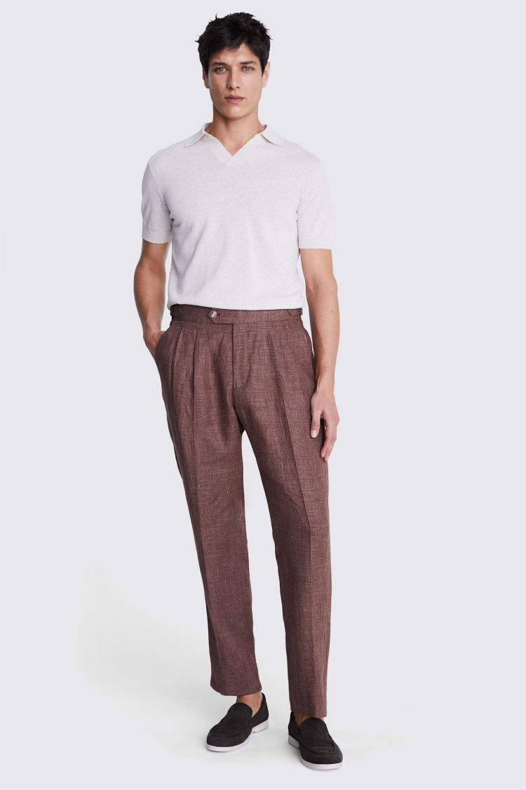 Copper Linen Pleated Trousers