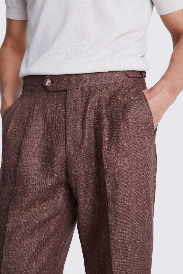 Copper Linen Pleated Trousers