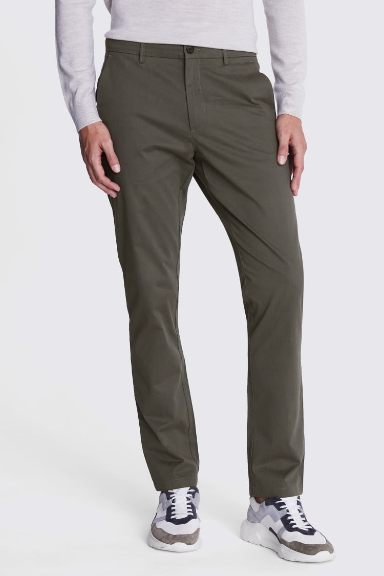 Tailored Fit Khaki Stretch Chinos 