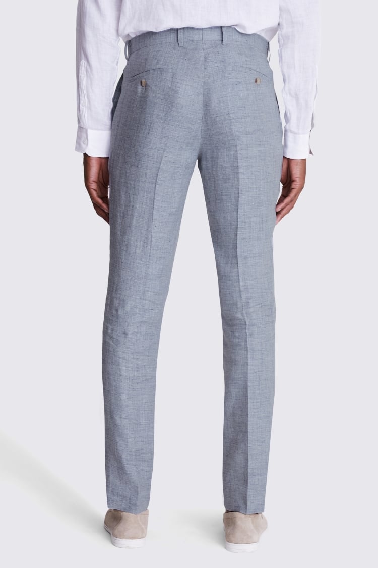 Tailored Fit Light Blue Linen Trousers