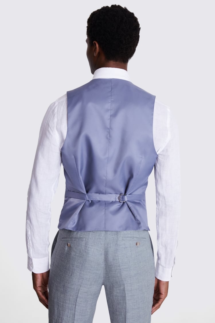 Tailored Fit Light Blue Linen Vest