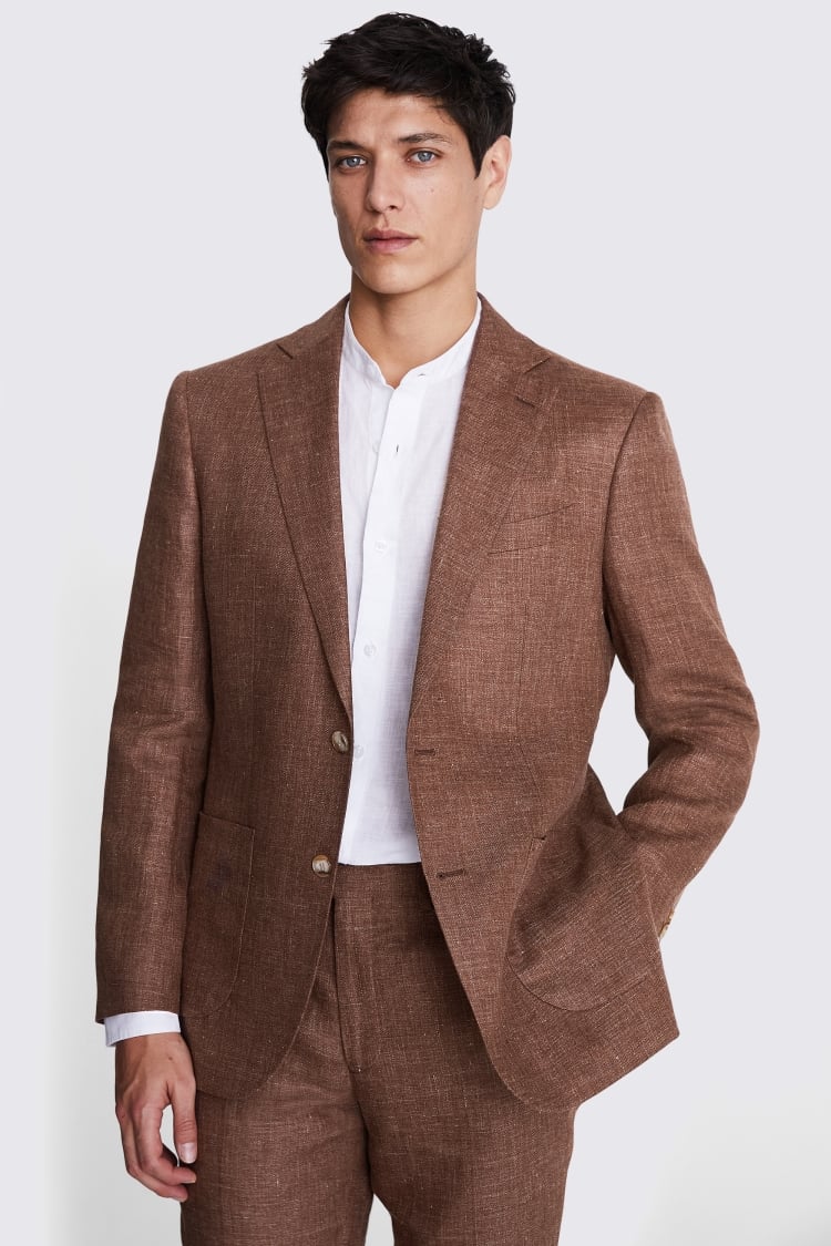 Tailored Fit Copper Linen Jacket