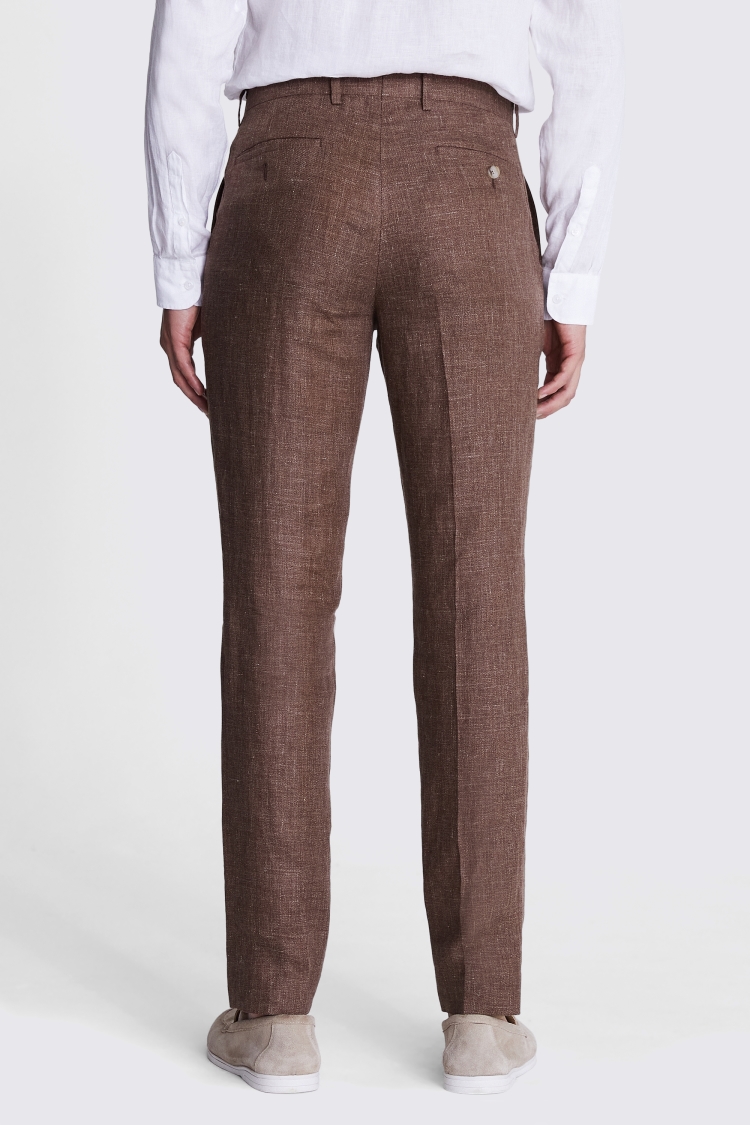 Tailored Fit Rust Linen Trousers