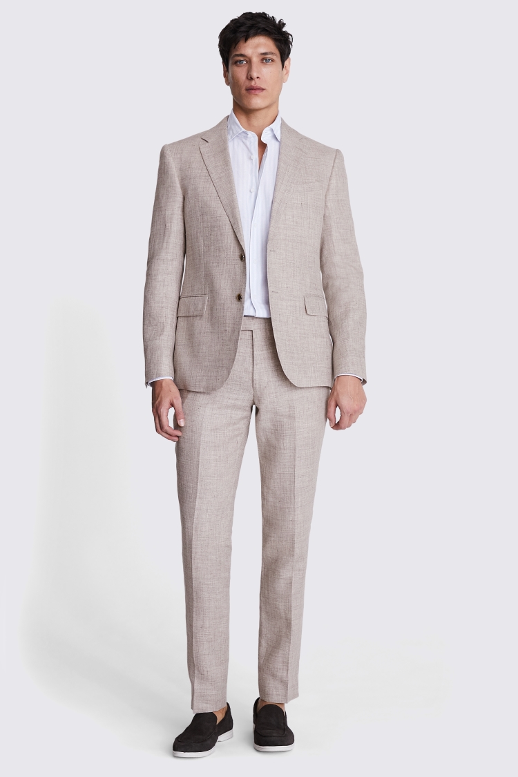 Slim Fit Oatmeal Linen Suit