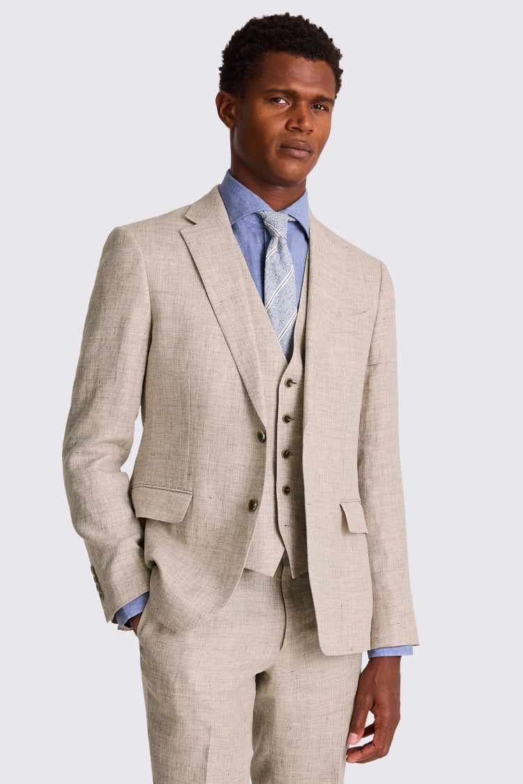 Slim Fit Oatmeal Linen Suit