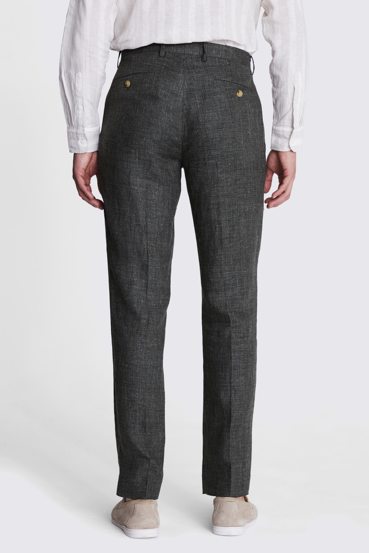 Regular Fit Khaki Linen Trousers