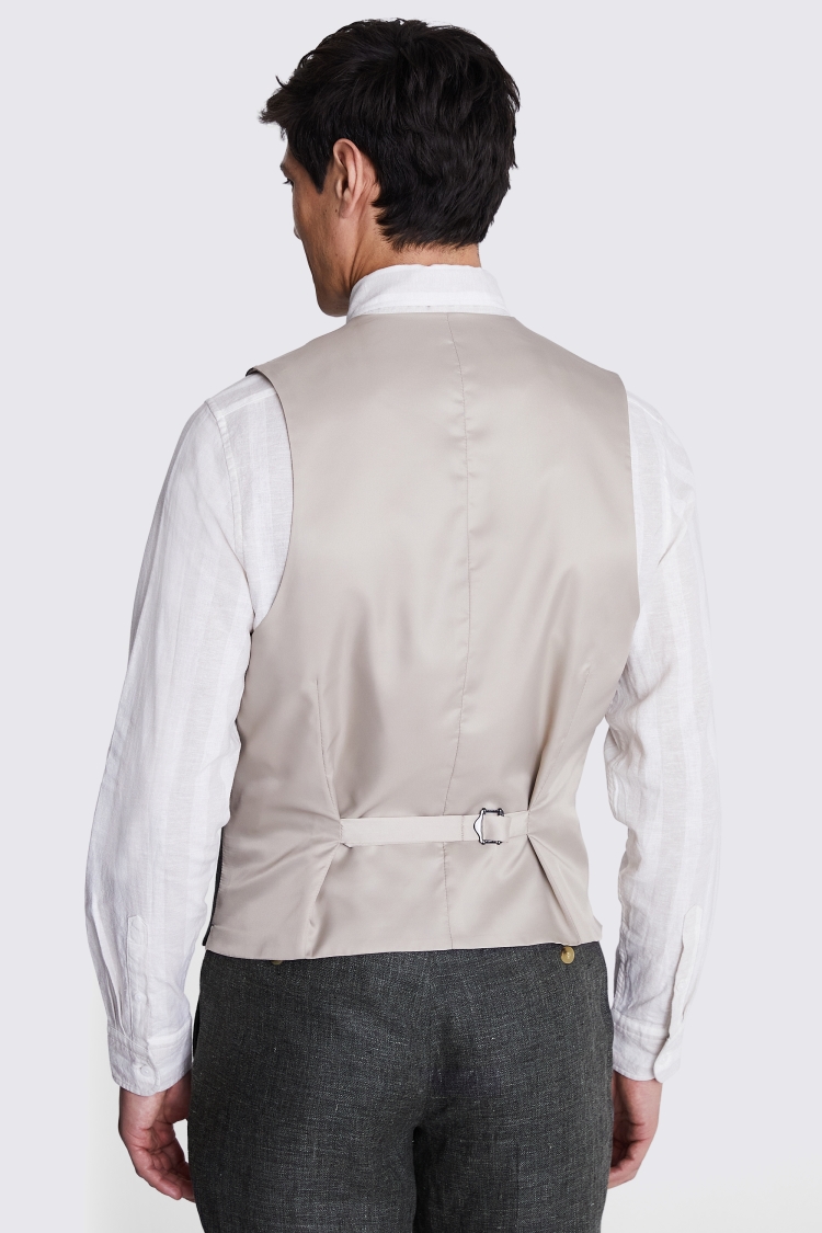 Regular Fit Khaki Linen Waistcoat