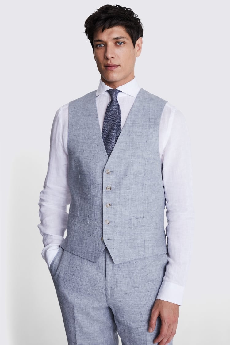 Regular Fit Light Blue Linen Suit