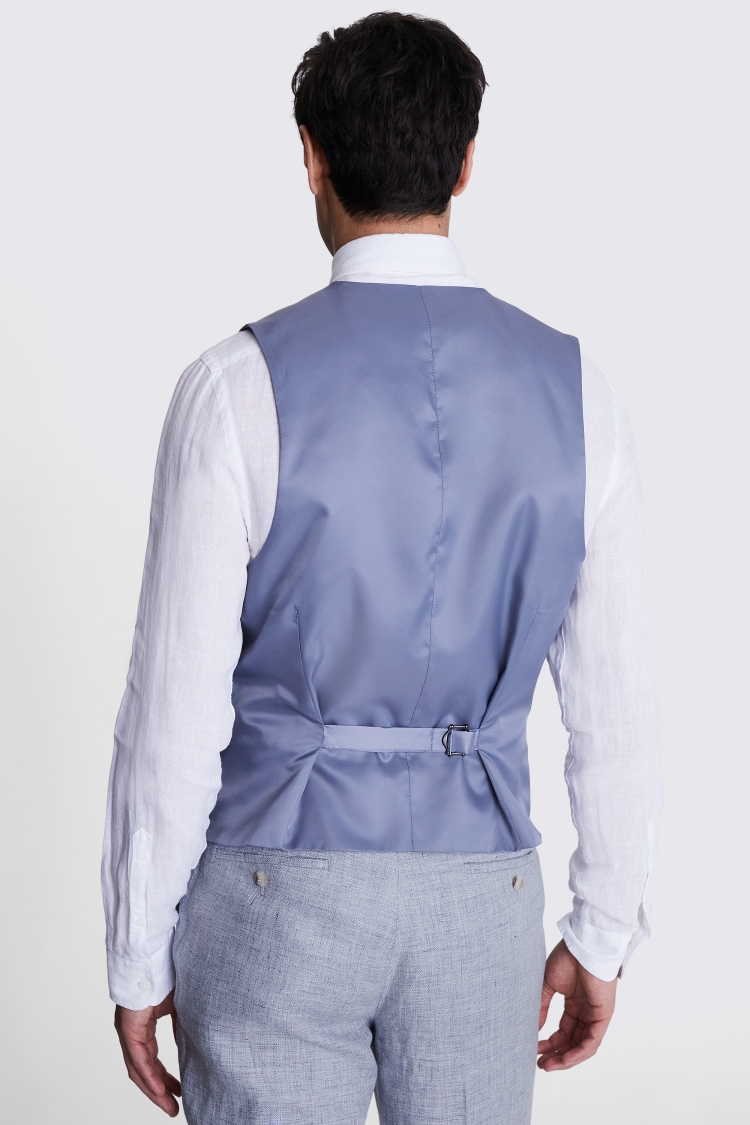 Regular Fit Light Blue Linen Vest