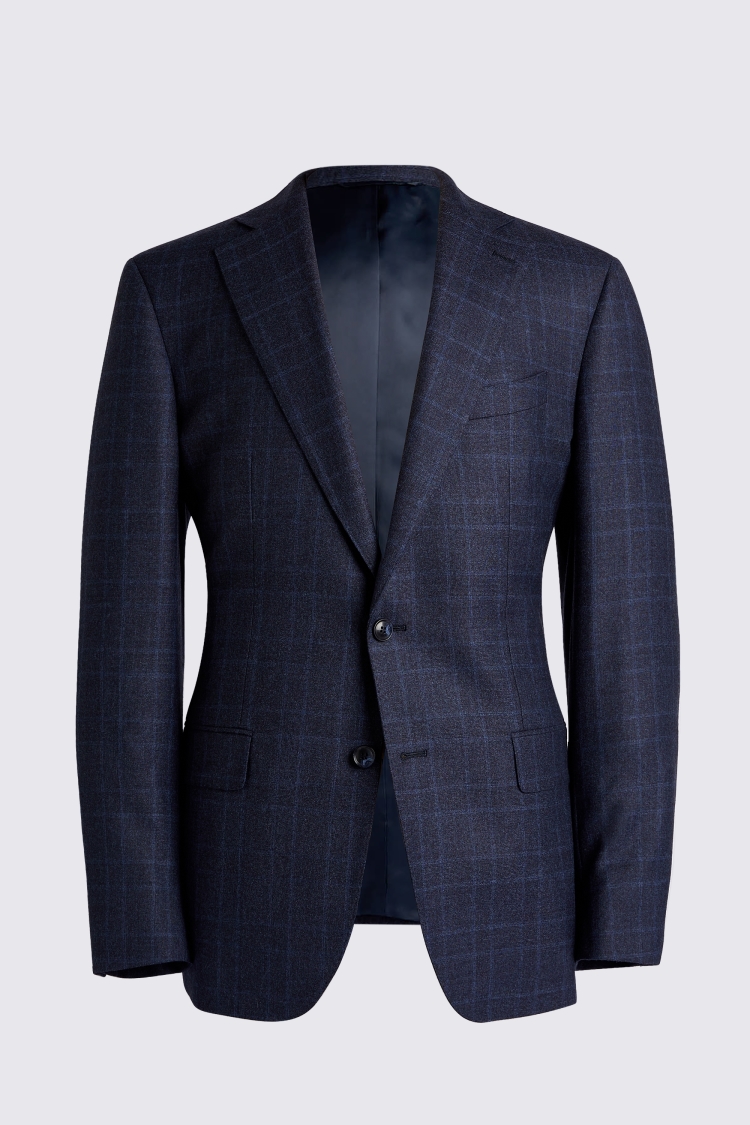 Regular Fit Blue Check Suit
